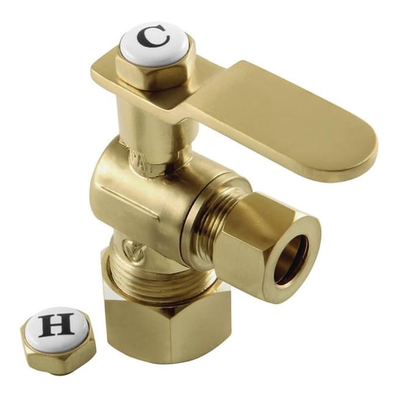 0.625 x 0.375 in. O.D. Comp Whitaker Angle Stop Valve, Brushed Brass