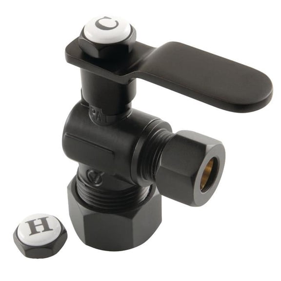 0.625 x 0.375 in. O.D. Comp Whitaker Angle Stop Valve, Matte Black