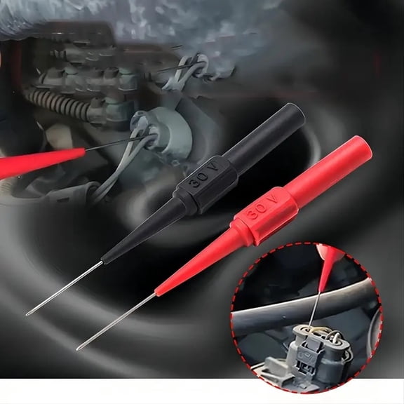 0.62Mm Back Stick Pins, Stainless Steel, Automotive Electrical Tools, Multimeter Test Leads, Wiring System Diagnostics, Red Black, 3.5 In, 10 Pc