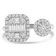 thumbnail image 1 of 0.63 CTW Baguette Diamond Duo Cluster Halo Engagement Ring in 18K White Gold - Size 4, 1 of 1