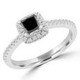 thumbnail image 1 of 0.63 CTW Princess Black Diamond Halo Engagement Ring in 14K White Gold with Accents - Size 5.25, 1 of 1