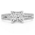 thumbnail image 1 of 0.63 CTW Princess Diamond Two-Row Split-Shank Solitaire Engagement Ring with Accents in 14K White Gold - Size 6, 1 of 1