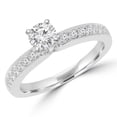 thumbnail image 1 of 0.63 CTW Round Diamond Solitaire with Accents Engagement Ring in 18K White Gold - Size 5.25, 1 of 1