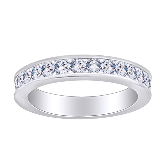 AFFY 0.63 Carat (Cttw) Princess Cut White Natural Diamond Engagement Wedding Band Ring In 14k Solid White Gold Ring Size-7