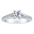 thumbnail image 1 of AFFY 0.63 Carat (Ctw) Radiant & Round White Natural Diamond Solitaire Engagement Ring In 14k Solid White Gold Ring Size-6, 1 of 1