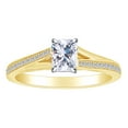 thumbnail image 1 of AFFY 0.63 Carat (Ctw) Radiant & Round White Natural Diamond Solitaire Engagement Ring In 14k Solid Yellow Gold Ring Size-6.5, 1 of 1