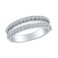 thumbnail image 1 of AFFY 0.63 Carat (Ctw) Round Shape White Natural Diamond Double Row Wedding Band Ring In 14k Solid White Gold Ring Size-6.5, 1 of 1