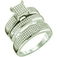 thumbnail image 1 of 0.63 Carat (ctw) 10k White Gold Round White Diamond Men & Women's Micro Pave Engagement Ring Trio Bridal Set, 1 of 1