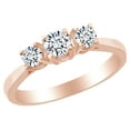 thumbnail image 1 of AFFY 0.63 Ct White Natural Diamond Three Stone Anniversary Band Ring in 14k Rose Gold, 1 of 1