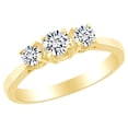 thumbnail image 1 of AFFY 0.63 Ct White Natural Diamond Three Stone Anniversary Band Ring in 14k Yellow Gold, 1 of 1