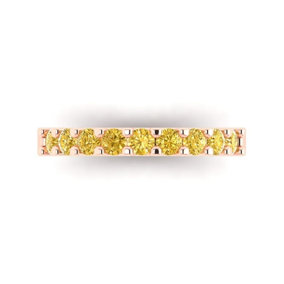 0.63 ctw Wedding Band for Women - 14K Rose Gold Natural Citrine Stackable Eternity Ring