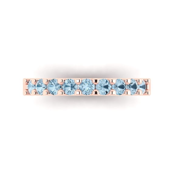 0.63 ctw Wedding Band for Women - 14K Rose Gold Natural Sky Blue Topaz Stackable Eternity Ring