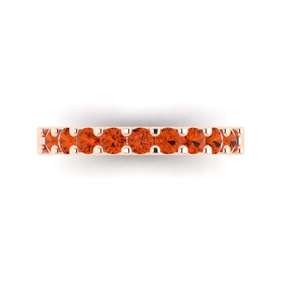 0.63 ctw Wedding Band for Women - 14K Rose Gold Simulated Red Diamond Stackable Eternity Ring