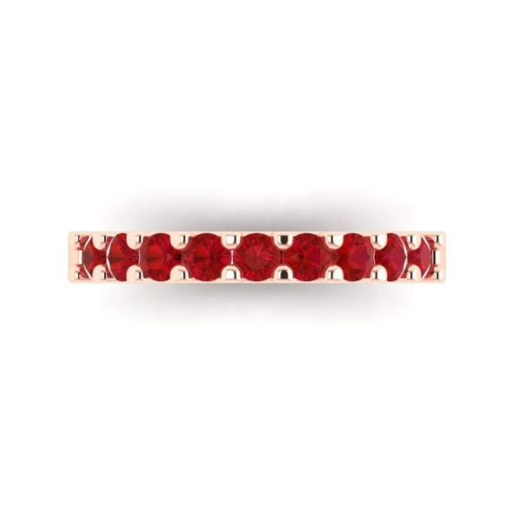 0.63 ctw Wedding Band for Women - 14K Rose Gold Simulated Ruby Stackable Eternity Ring