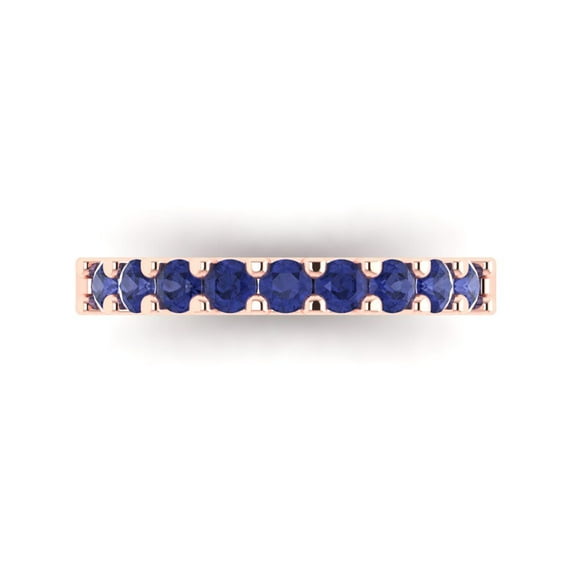 0.63 ctw Wedding Band for Women - 14K Rose Gold Simulated Tanzanite Stackable Eternity Ring