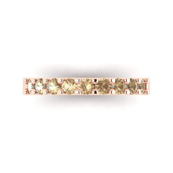 0.63 ctw Wedding Band for Women - 14K Rose Gold Yellow Moissanite Stackable Eternity Ring