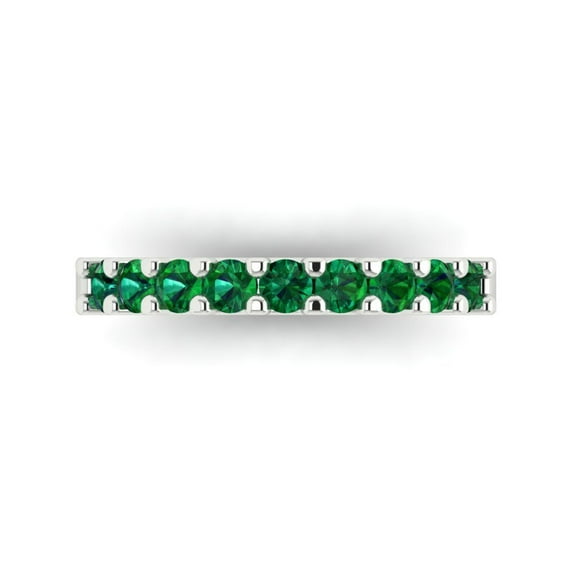 0.63 ctw Wedding Band for Women - 14K White Gold Simulated Emerald Stackable Eternity Ring