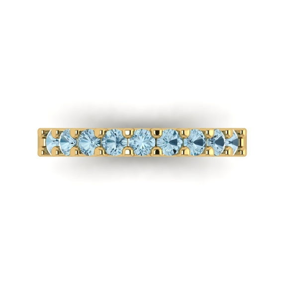 0.63 ctw Wedding Band for Women - 14K Yellow Gold Natural Sky Blue Topaz Stackable Eternity Ring