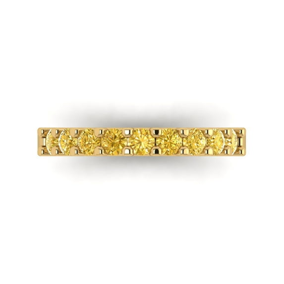 0.63 ctw Wedding Band for Women - 14K Yellow Gold Simulated Yellow Diamond Stackable Eternity Ring