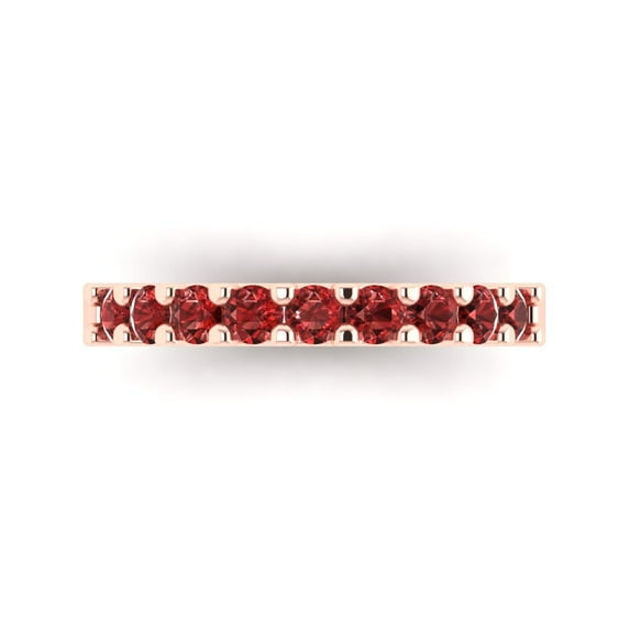 0.63 ctw Wedding Band for Women - 18K Rose Gold Natural Garnet Stackable Eternity Ring