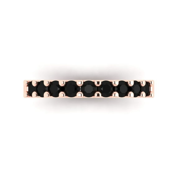0.63 ctw Wedding Band for Women - 18K Rose Gold Natural Onyx Stackable Eternity Ring