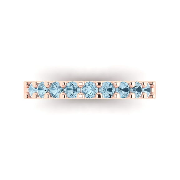 0.63 ctw Wedding Band for Women - 18K Rose Gold Natural Sky Blue Topaz Stackable Eternity Ring