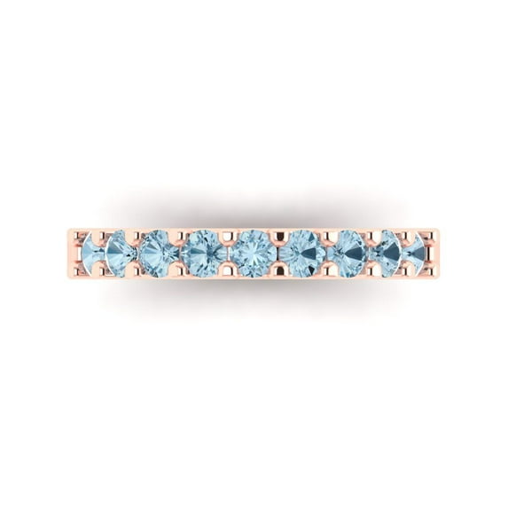 0.63 ctw Wedding Band for Women - 18K Rose Gold Simulated Blue Sapphire Stackable Eternity Ring