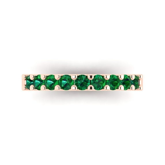 0.63 ctw Wedding Band for Women - 18K Rose Gold Simulated Emerald Stackable Eternity Ring