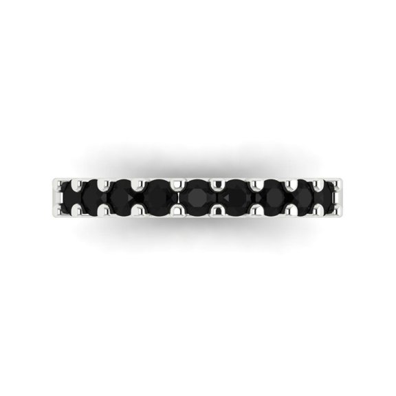 0.63 ctw Wedding Band for Women - 18K White Gold Natural Onyx Stackable Eternity Ring