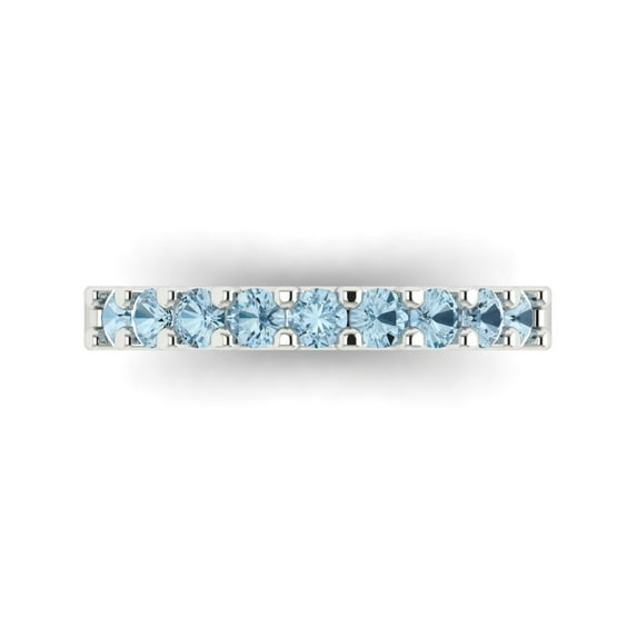 0.63 ctw Wedding Band for Women - 18K White Gold Natural Swiss Blue Topaz Stackable Eternity Ring