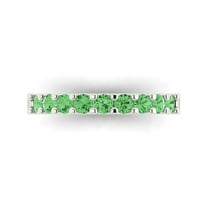 0.63 ctw Wedding Band for Women - 18K White Gold Simulated Green Diamond Stackable Eternity Ring