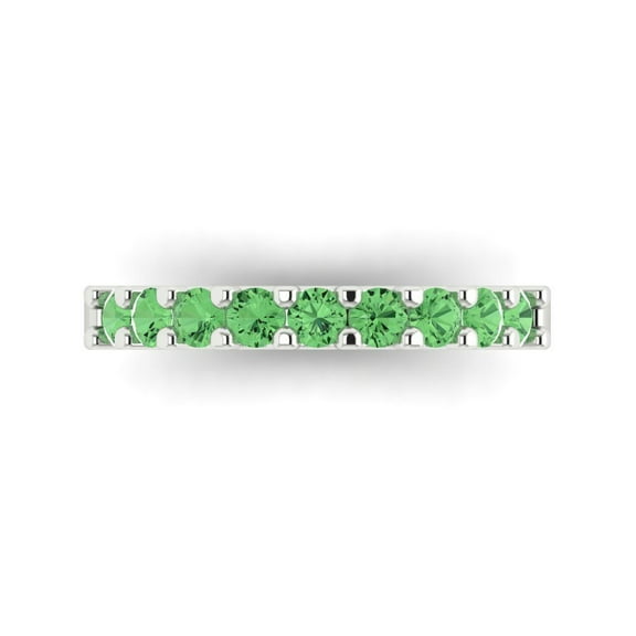 0.63 ctw Wedding Band for Women - 18K White Gold Simulated Green Diamond Stackable Eternity Ring
