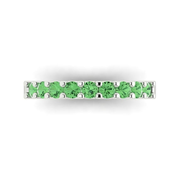 0.63 ctw Wedding Band for Women - 18K White Gold Simulated Green Diamond Stackable Eternity Ring