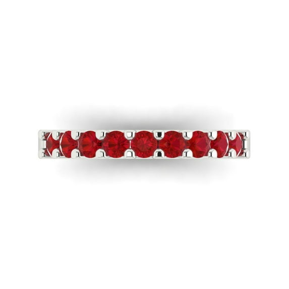 0.63 ctw Wedding Band for Women - 18K White Gold Simulated Pink Tourmaline Stackable Eternity Ring