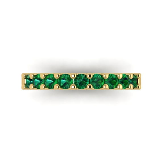 0.63 ctw Wedding Band for Women - 18K Yellow Gold Simulated Emerald Stackable Eternity Ring