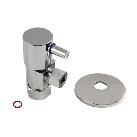 0.63 in. O.D. x 0.38 in. O.D. Anti-Seize Deluxe Quarter Turn Ceramic Hardisc Cartridge Angle Stop with Flange, Polished Chrome