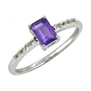 0.64 Ct. Amethyst White Topaz Solid 925 Sterling Silver Ring