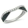 thumbnail image 1 of 0.65 CT 10K White Gold Round Blue Sapphire, White Diamond Ladies Anniversary Wedding Band Ring, 1 of 6