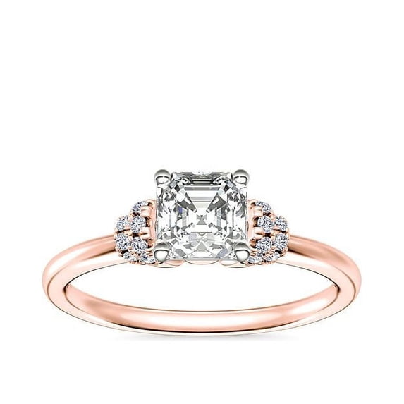0.65 Carat Brilliant Asscher Cut Natural Diamond Solitaire Beautiful Ring for Engagement Solid 18K Rose Gold Size 9