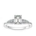 thumbnail image 1 of 0.65 Carat Brilliant Emerald Cut Real Diamond Elegant Solitaire with Accents Wedding Ring for Women Solid 14K White Gold Size 10, 1 of 6
