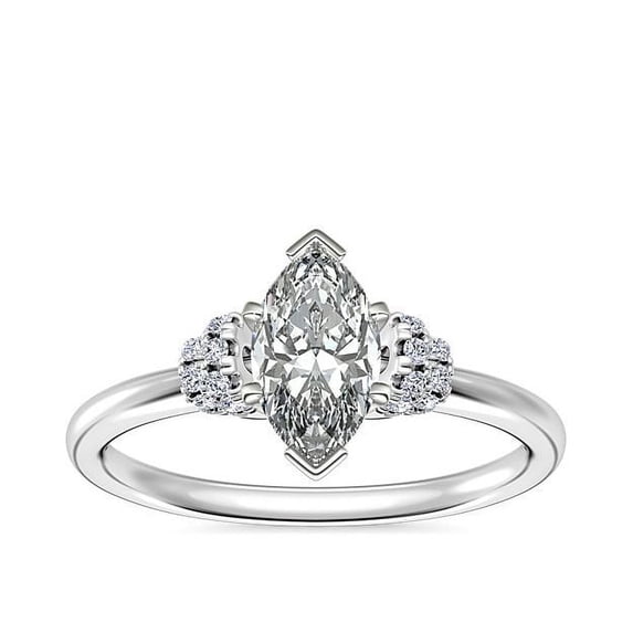 0.65 Carat Brilliant Marquise Cut Real Diamond Elegant Solitaire Wedding Ring for Women Solid 18K White Gold Size 10
