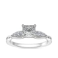 thumbnail image 1 of 0.65 Carat Brilliant Princess Cut Genuine Diamond Solitaire with Accents Wonderful Ring for Ladies Solid 14K White Gold Size 10.5, 1 of 6