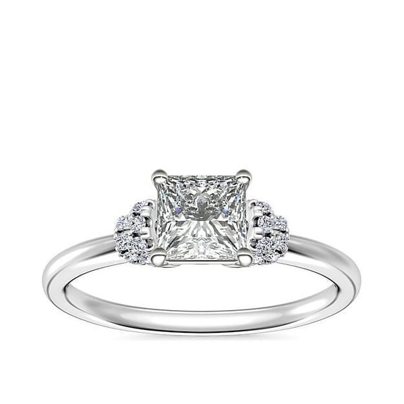 0.65 Carat Brilliant Princess Cut Natural Diamond Elegant Solitaire Ring for her Solid 18K White Gold Size 9.5
