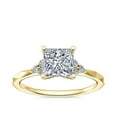 thumbnail image 1 of 0.65 Carat Brilliant Princess Cut Real Diamond Elegant Halo Wedding Ring for Women Solid 14K Yellow Gold Size 10, 1 of 8