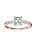 thumbnail image 1 of 0.65 Carat Brilliant Radiant Cut Natural Diamond Elegant Solitaire with Accents Wedding Ring for her in Solid 14K Rose Gold Size 9.5, 1 of 6