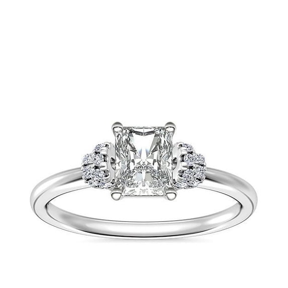 0.65 Carat Brilliant Radiant Cut Real Diamond Elegant Solitaire Wedding Ring for Women Solid 18K White Gold Size 10