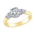 thumbnail image 1 of AFFY 0.65 Carat (Ctw) Oval & Pear Cut White Natural Diamond Three Stone Engagement Ring In 10k Solid Yellow Gold Ring Size-9, 1 of 1