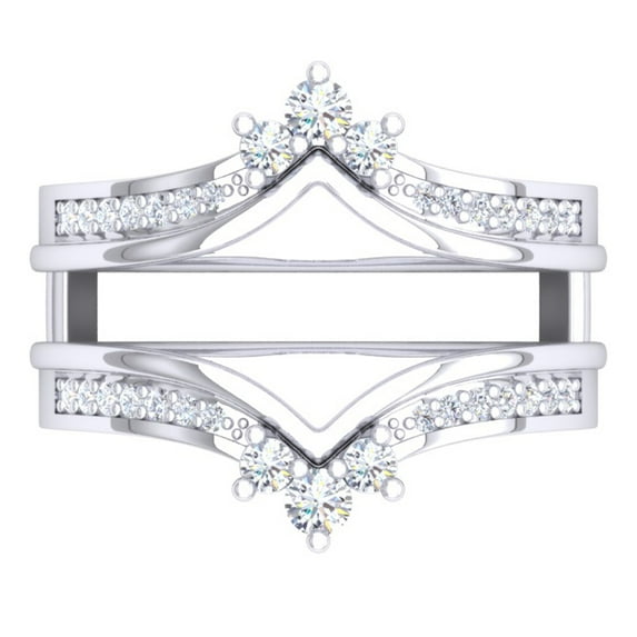 0.65 Carat (Ctw) Platinum Round White Diamond Ladies Anniversary Wedding Band Enhancer Guard Double Ring