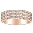 thumbnail image 1 of AFFY 0.65 Carat(Ctw) Round Shape White Natural Diamond Three Row Engagement Anniversary Ring In 14k Solid Rose Gold Ring Size-7, 1 of 1
