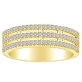 thumbnail image 1 of AFFY 0.65 Carat(Ctw) Round Shape White Natural Diamond Three Row Engagement Anniversary Ring In 14k Solid Yellow Gold Ring Size-6.5, 1 of 1